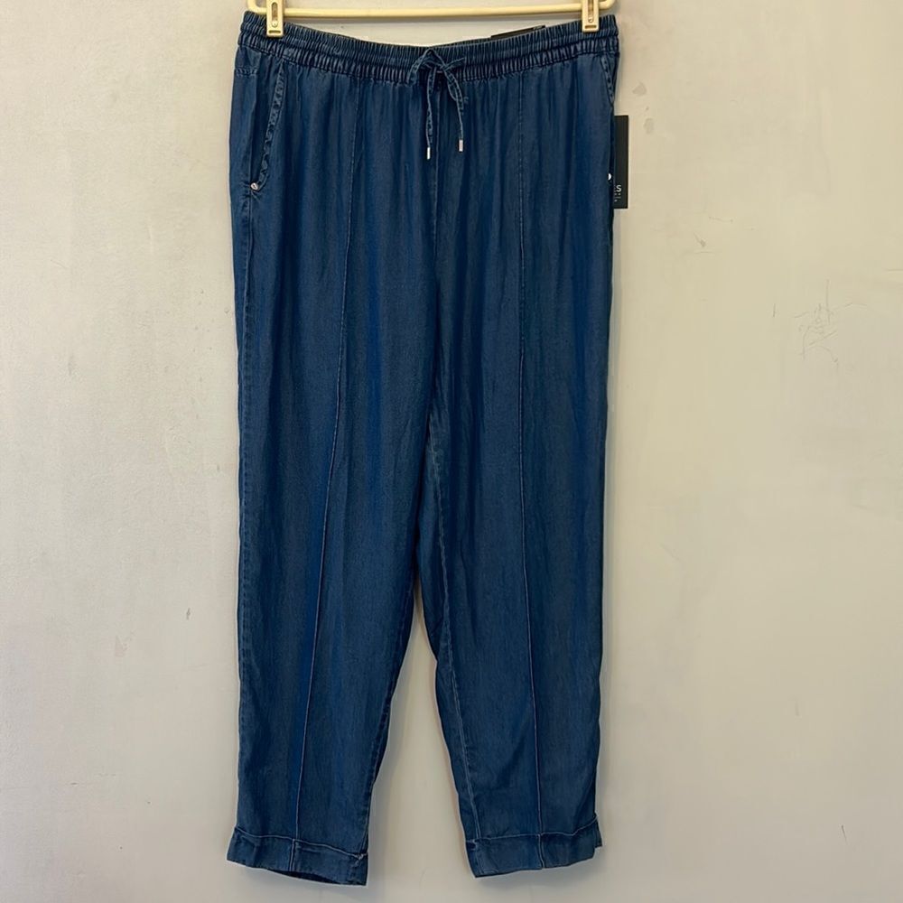 Jones New York denim elastic tie waistband ankle jeans Size M New
